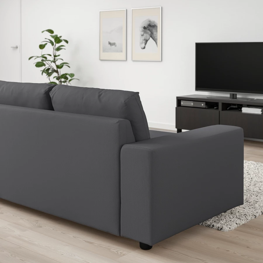 3-местный диван-кровать - IKEA VIMLE, 98x275см, черный, ВИМЛЕ ИКЕА (изображение №5)