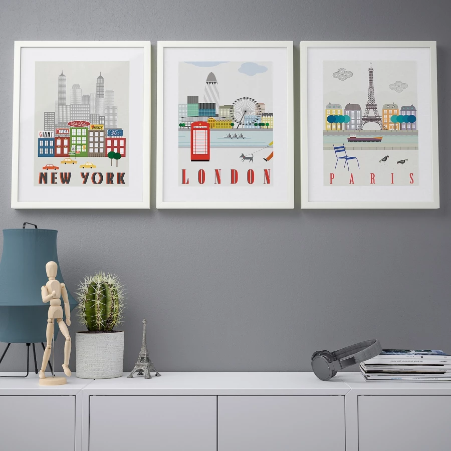 Постер, 3 шт. - IKEA BILD, 40х50 см, «Лондон, Париж, Нью-Йорк», БИЛЬД ИКЕА (изображение №3)