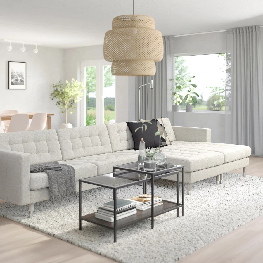 5-местный диван с шезлонгом - IKEA LANDSKRONA, 78x360см, светло-серый, ЛАНДСКРУНА ИКЕА (изображение №2)