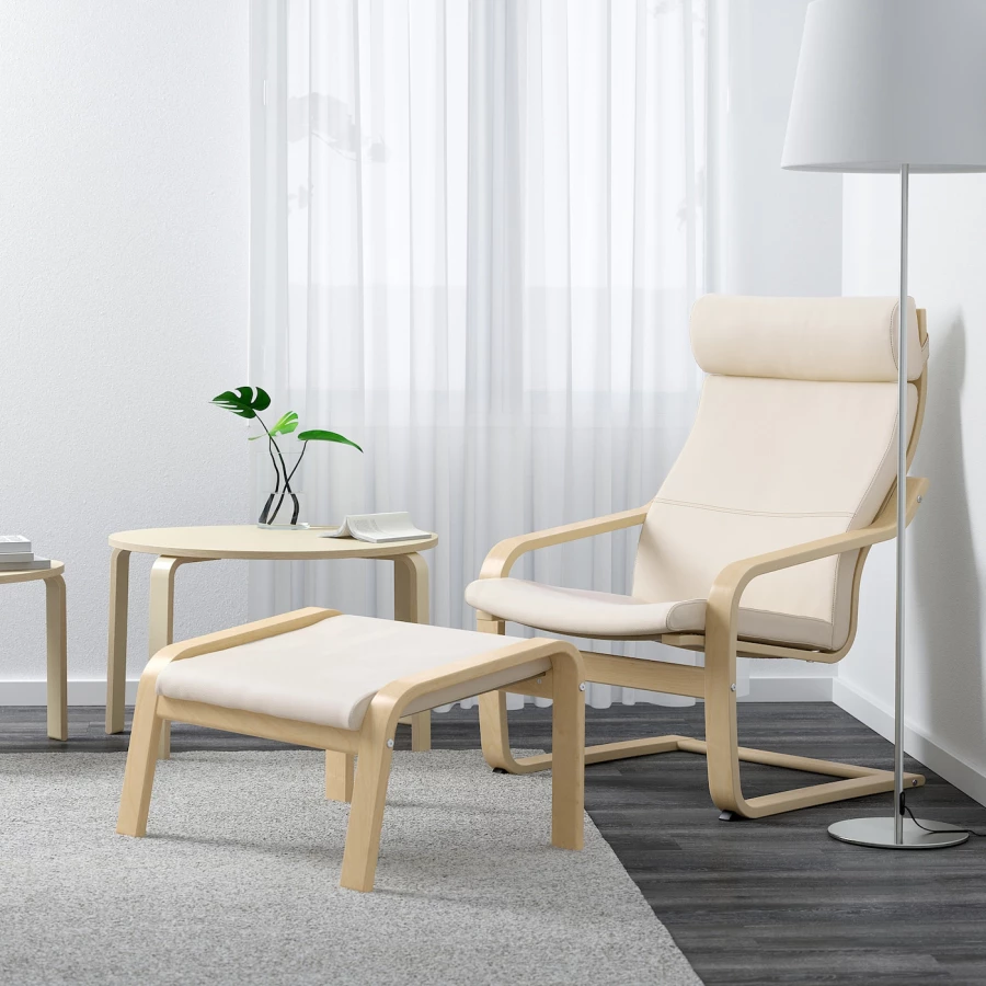 Кресло - IKEA POÄNG/POANG/ПОЭНГ ИКЕА, 68х82х100 см, бежевый (изображение №2)