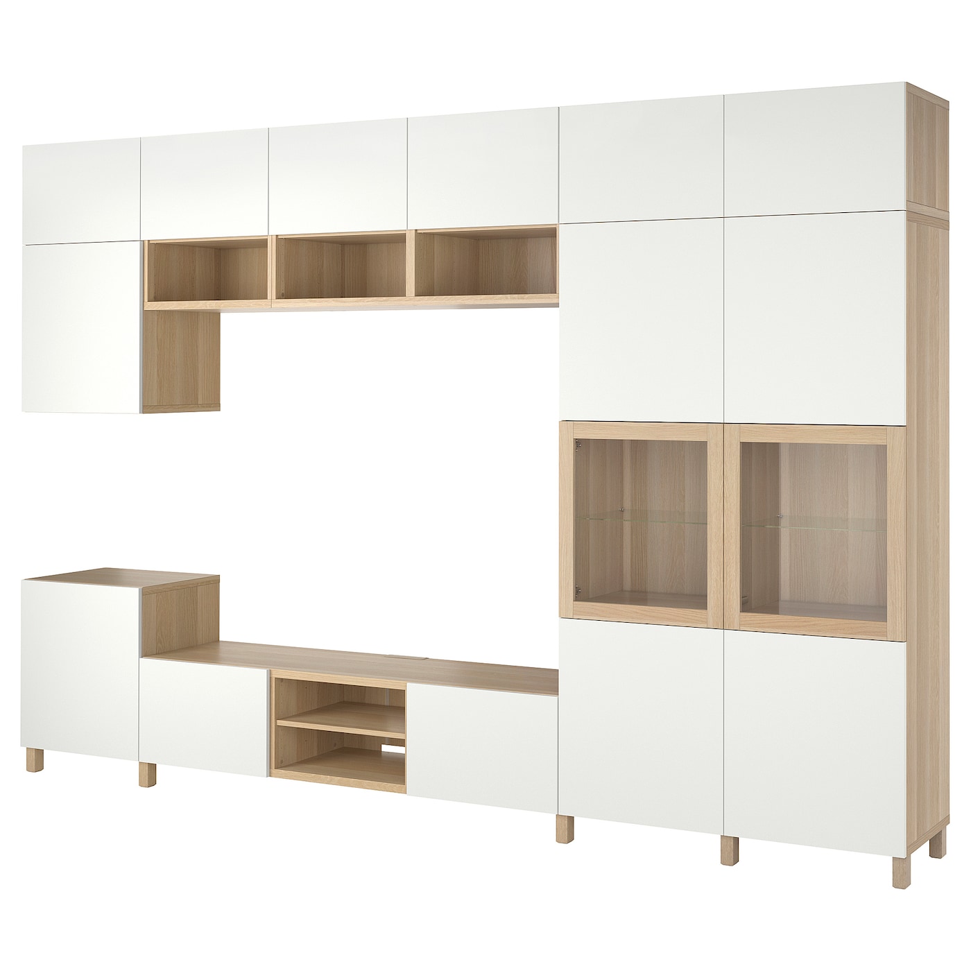 Комплект мебели д/гостиной  - IKEA BESTÅ/BESTA, 240x42x360  см, белый/светло-коричневый, БЕСТО ИКЕА