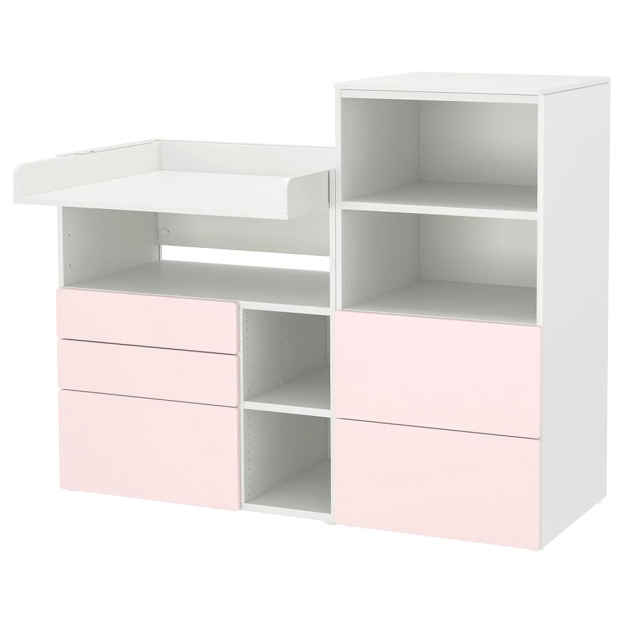 Столик пенальный - IKEA PLATSA/SMÅSTAD/SMASTAD, 150x79x123 см, белый/розовый, ИКЕА (изображение №1)