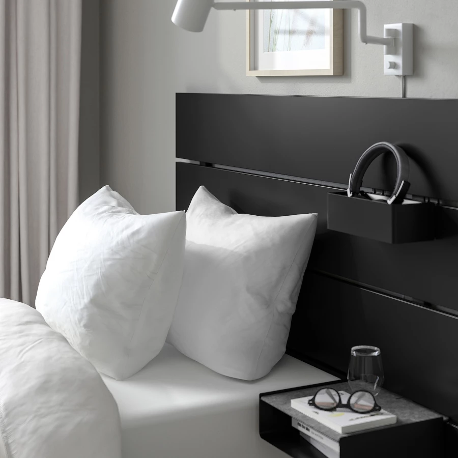 Каркас кровати с контейнером и матрасом - IKEA NORDLI, 200х90 см, матрас средне-жесткий, черный, НОРДЛИ ИКЕА (изображение №7)