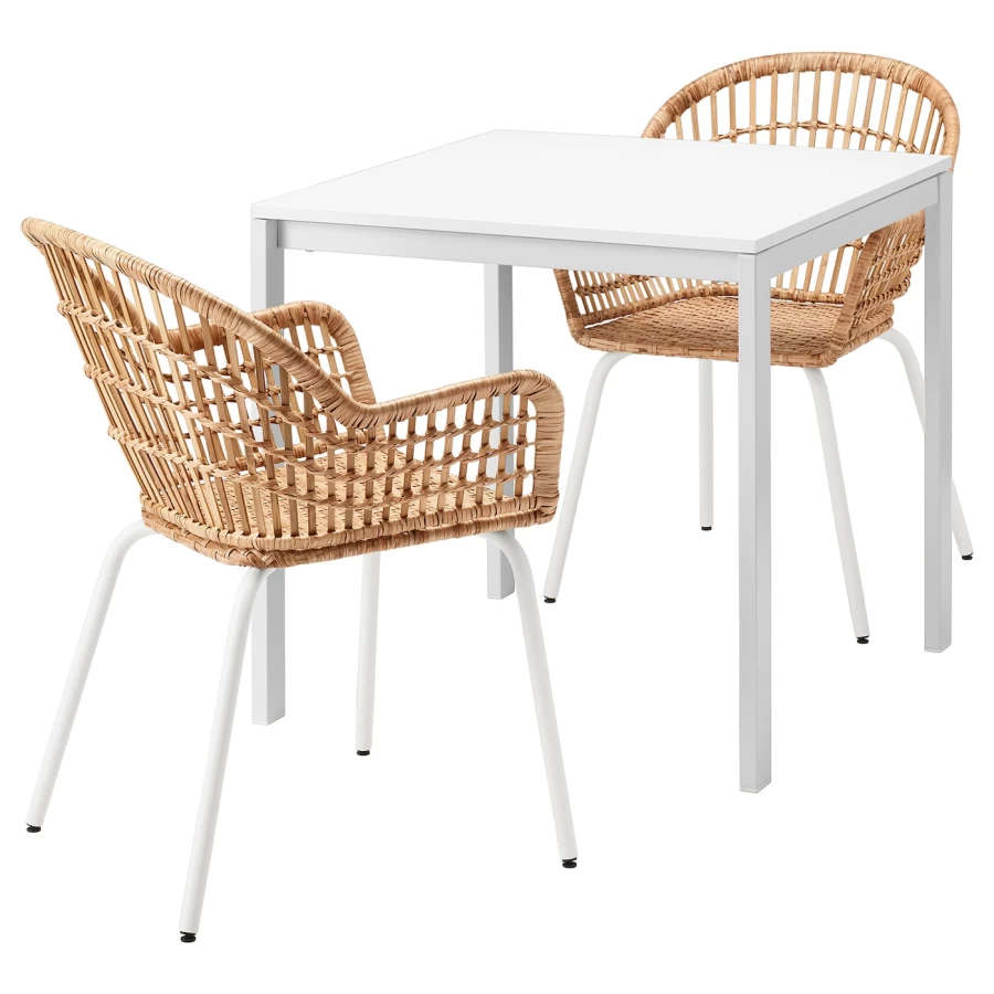 Кухонный стол - MELLTORP/NILSOVE IKEA/ МЕЛЛЬТОРП /НИЛЬСОВЕ  ИКЕА, 75х75 см, белый/ бежевый (изображение №1)