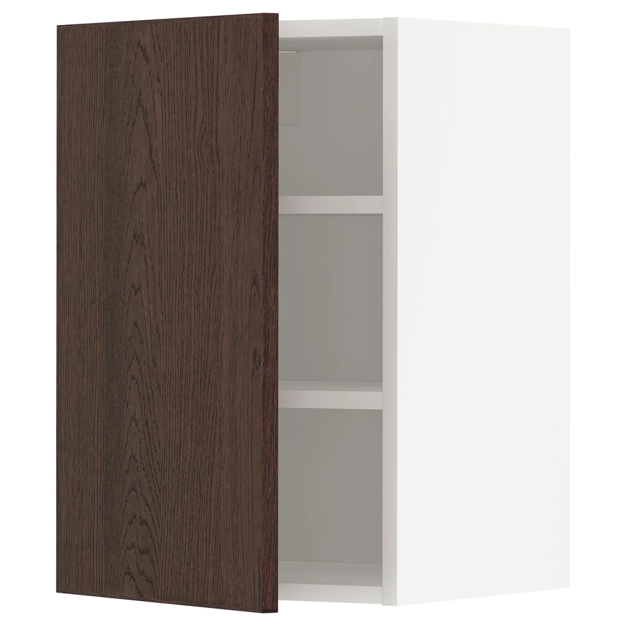 Навесной шкаф с полкой - METOD IKEA/ МЕТОД ИКЕА, 60х40 см, белый/коричневый (изображение №1)