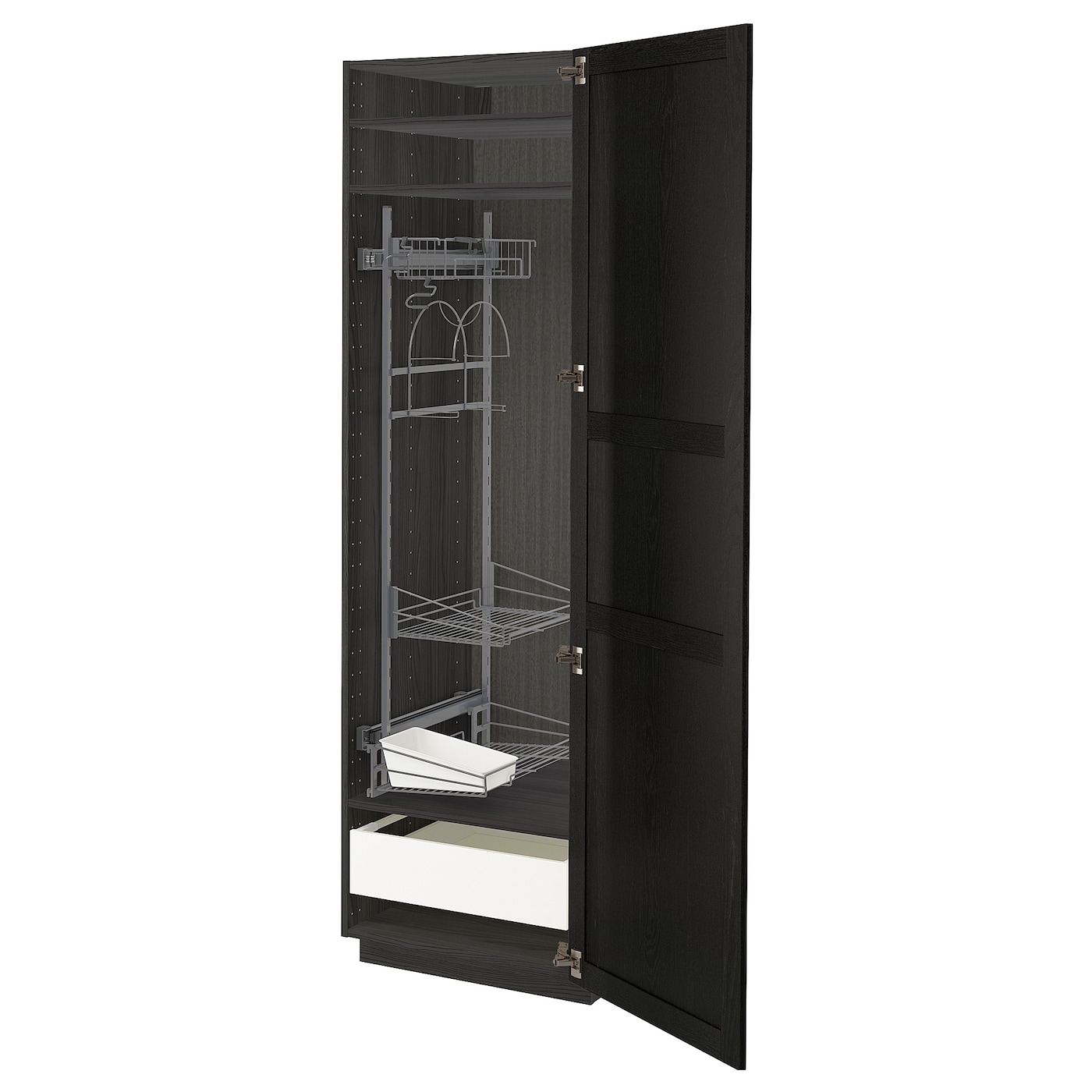 Высокий шкаф/бытовой - IKEA METOD/MAXIMERA/МЕТОД/МАКСИМЕРА ИКЕА, 200х60х60 см, черный