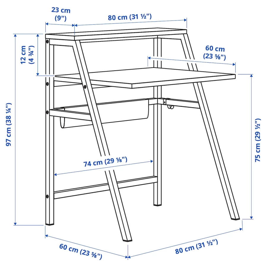 Письменный стол - IKEA MITTPLAN/МИТТПЛАН ИКЕА, белый/под беленый дуб (изображение №6)