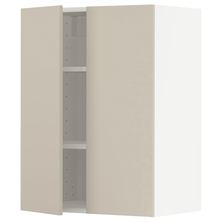 Навесной шкаф с полкой - METOD IKEA/ МЕТОД ИКЕА, 80х60 см, белый/бежевый (изображение №1)