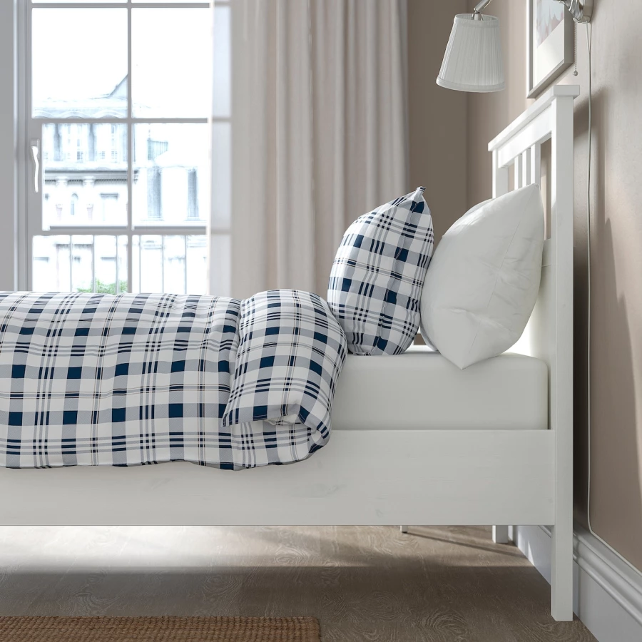 Кровать - IKEA HEMNES, 200х120 см, матрас средне-жесткий, белый, ХЕМНЭС ИКЕА (изображение №7)