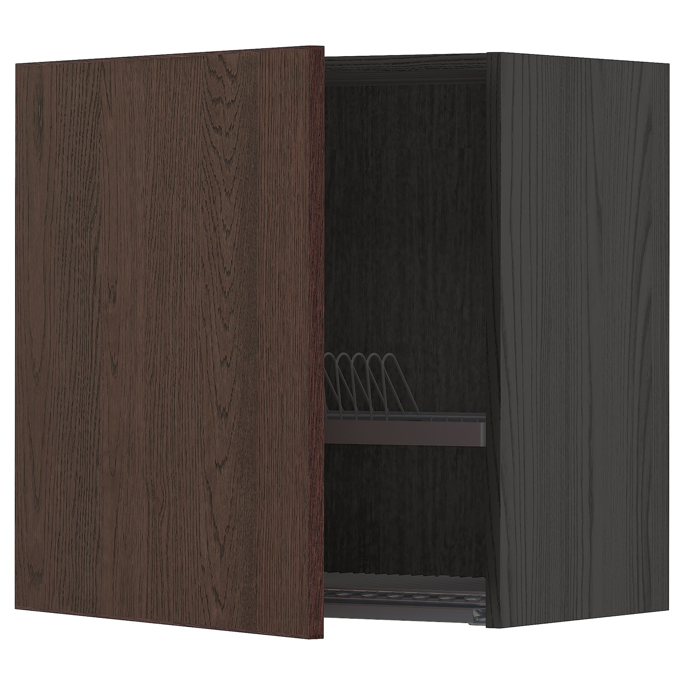 Навесной шкаф с сушилкой - METOD IKEA/ МЕТОД ИКЕА, 60х60 см, черный/коричневый