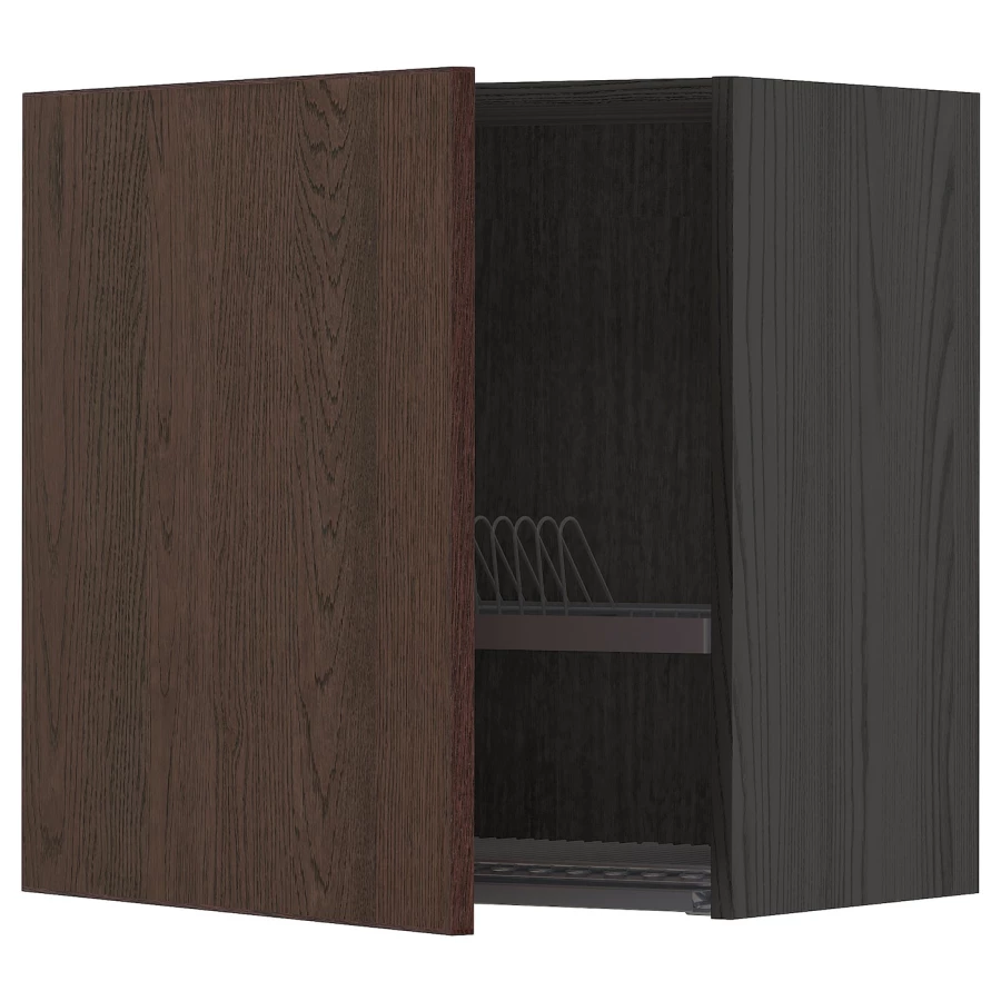 Навесной шкаф с сушилкой - METOD IKEA/ МЕТОД ИКЕА, 60х60 см, черный/коричневый (изображение №1)