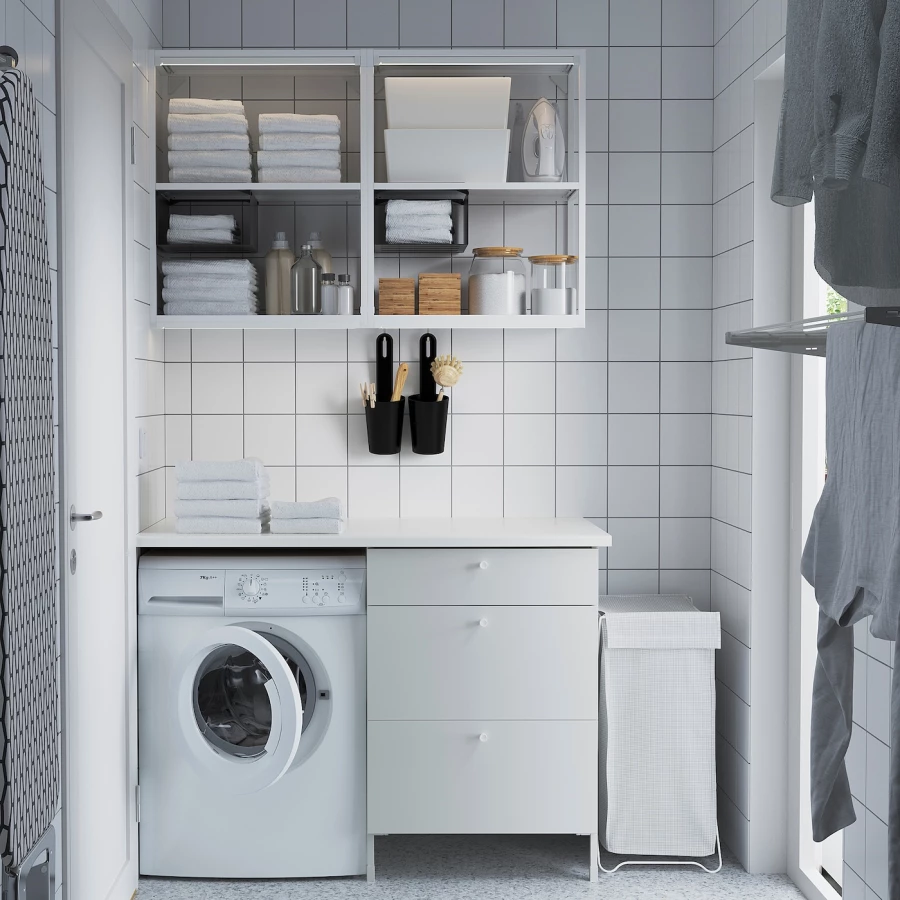 Комбинация для ванной - IKEA ENHET, 121.5х63.5х222 см, белый, ЭНХЕТ ИКЕА (изображение №2)