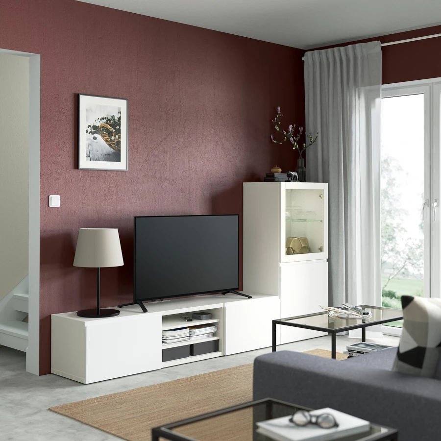 Комбинация для хранения ТВ - IKEA BESTÅ/BESTA, 129x42x240см, белый, БЕСТО ИКЕА (изображение №2)