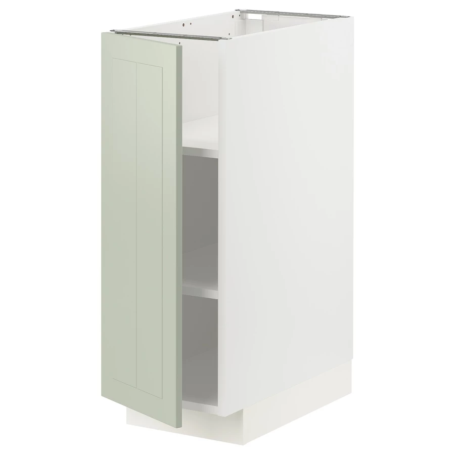 Напольный кухонный шкаф  - IKEA METOD, 88x62x30см, белый/светло-зеленый, МЕТОД ИКЕА (изображение №1)