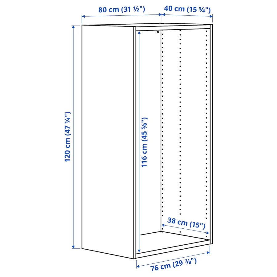 Каркас гардероба - PLATSA IKEA/ПЛАТСА ИКЕА, 40х80х120 см, белый (изображение №3)