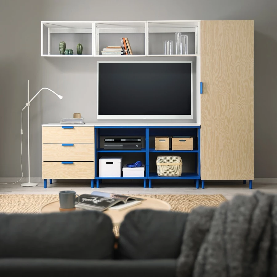 Комбинация для хранения - PLATSA  IKEA/ ПЛАТСА  ИКЕА, 191х240 см, под беленый дуб/белый/синий (изображение №3)