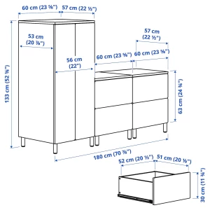 Второе фото. Детская гардеробная комбинация - IKEA PLATSA SMÅSTAD/SMASTAD, 180x57x133см, белый, ПЛАТСА СМОСТАД ИКЕА