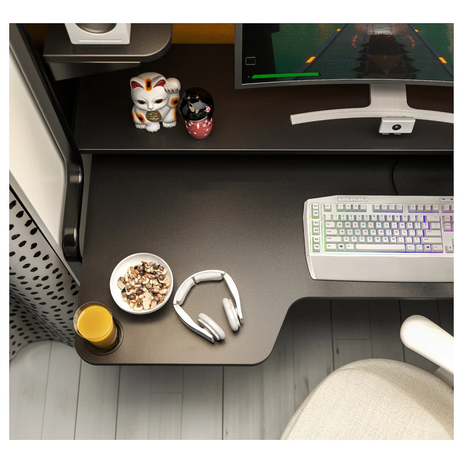 Игровой стол - IKEA FREDDE/ФРЕДДЕ ИКЕА, 146х140/185х74 см, черный (изображение №4)