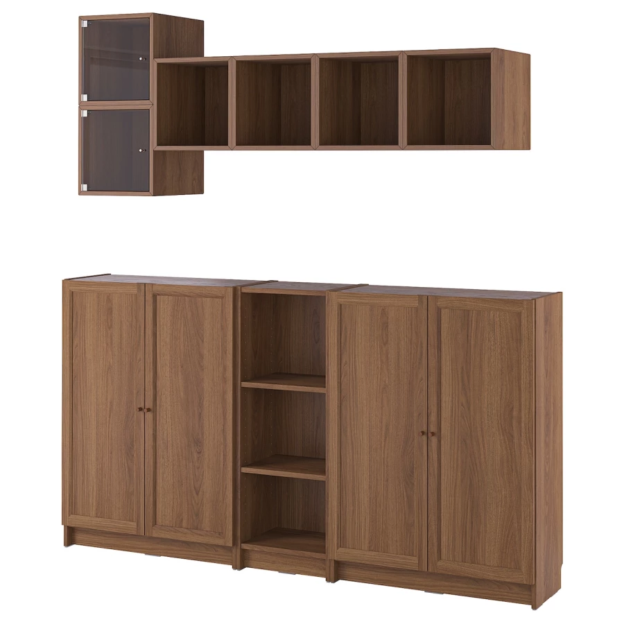 Книжный шкаф -  BILLY / EKET IKEA/ БИЛЛИ/ ЭКЕТ ИКЕА, 200х106х30 см, коричневый (изображение №1)