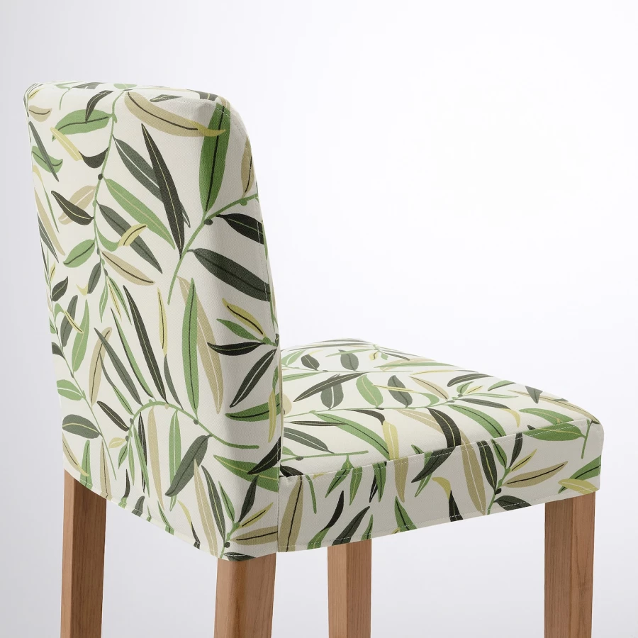 Барный стул со спинкой - BERGMUND IKEA/БЕРГМУНД ИКЕА, 110х45х49 см, белый с рисунком (изображение №4)