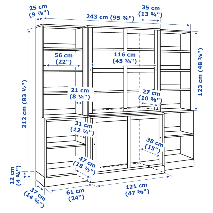 Комбинация для хранения  - HAVSTA  IKEA/ ХАВСТА ИКЕА, 212х243 см, серый (изображение №7)