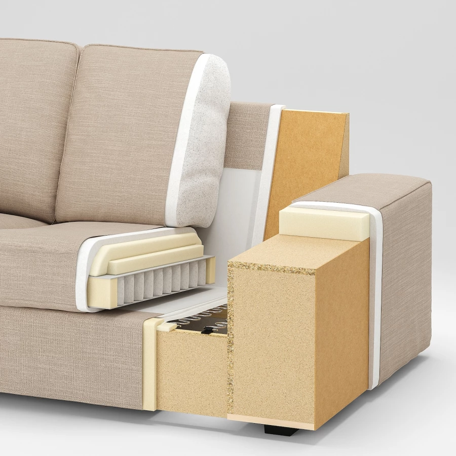 3-местный диван и шезлонг - IKEA KIVIK, 83x95/163x318см, серый/светло-серый, КИВИК ИКЕА (изображение №9)