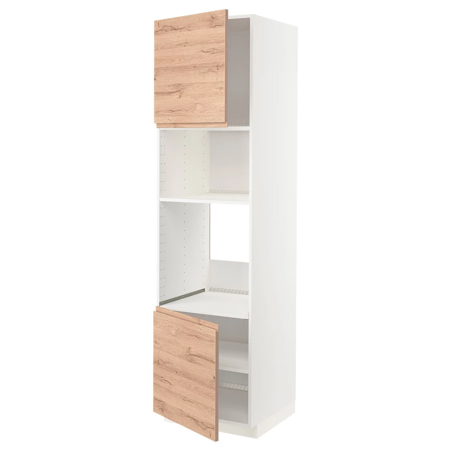 Высокий кухонный шкаф - IKEA METOD/МЕТОД ИКЕА, 220х60х60 см, белый/под беленый дуб (изображение №1)