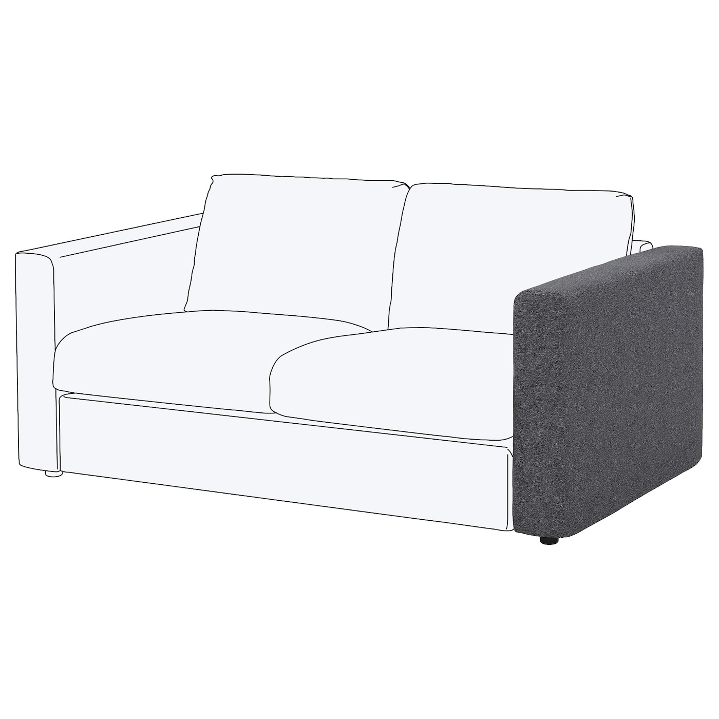 Подлокотник для дивана - IKEA VIMLE /ВИМЛЕ ИКЕА, 93х68х15 см, серый