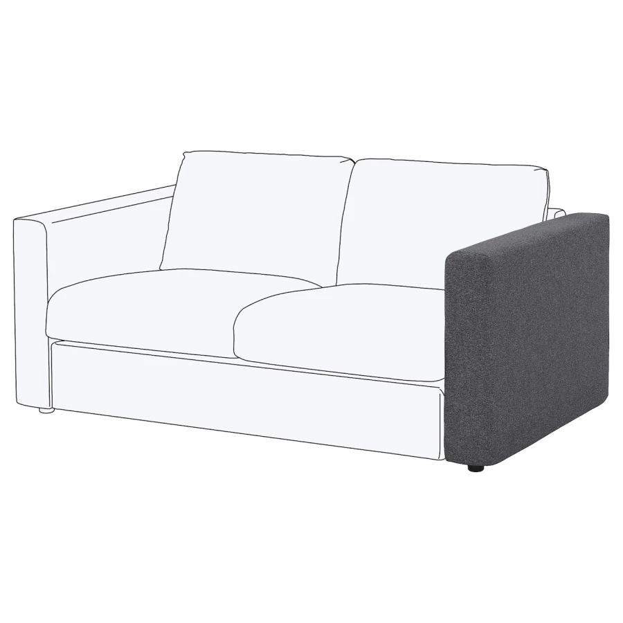 Подлокотник для дивана - IKEA VIMLE /ВИМЛЕ ИКЕА, 93х68х15 см, серый (изображение №1)