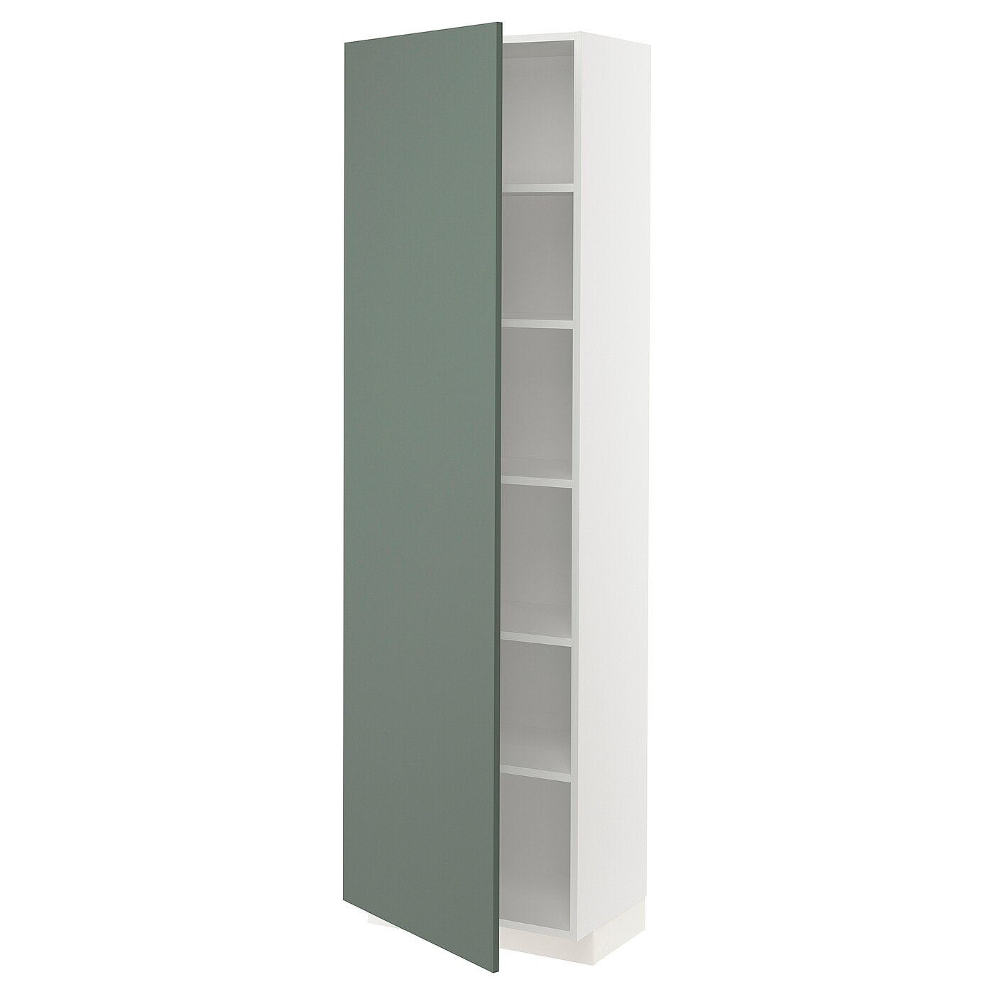 Высокий кухонный шкаф с полками - IKEA METOD/МЕТОД ИКЕА, 200х37х60 см, белый/серо-зеленый
