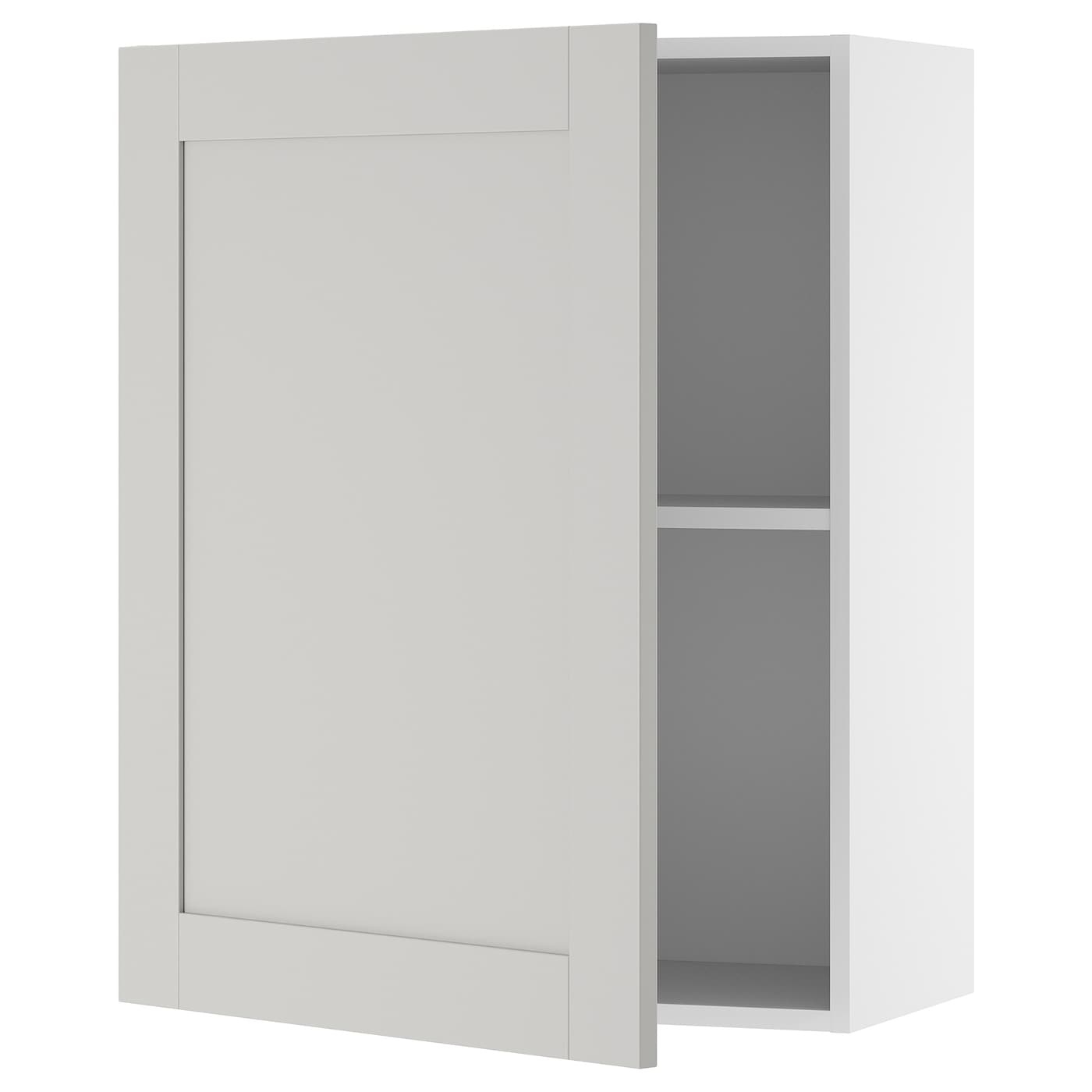 Навесной шкаф с дверцами - IKEA KNOXHULT/КНОКХУЛЬТ ИКЕА, 75х31х60 см, белый/серый