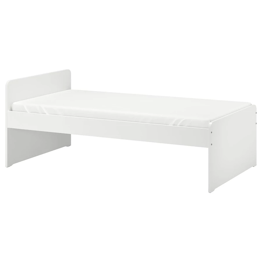 Каркас кровати с реечным дном - IKEA SLÄKT/LURÖY/SLAKT/LUROY, 200х90 см, белый, СЛЭКТ/ЛУРОЙ ИКЕА (изображение №1)