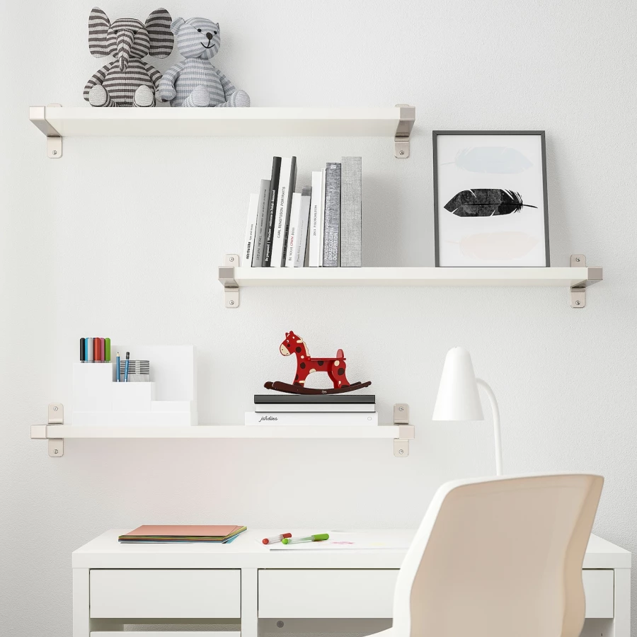 Комбинация настенных полок - BERGSHULT/GRANHULT IKEA/БЕРГСХУЛЬТ/ ГРАНХУЛЬТ  ИКЕА, 80х20 см, белый (изображение №3)