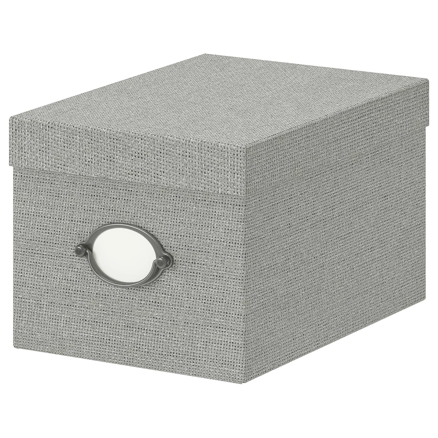 Коробка с крышкой - KVARNVIK IKEA/ КВАРНВИК ИКЕА, 25х18х15 см,  серый (изображение №1)