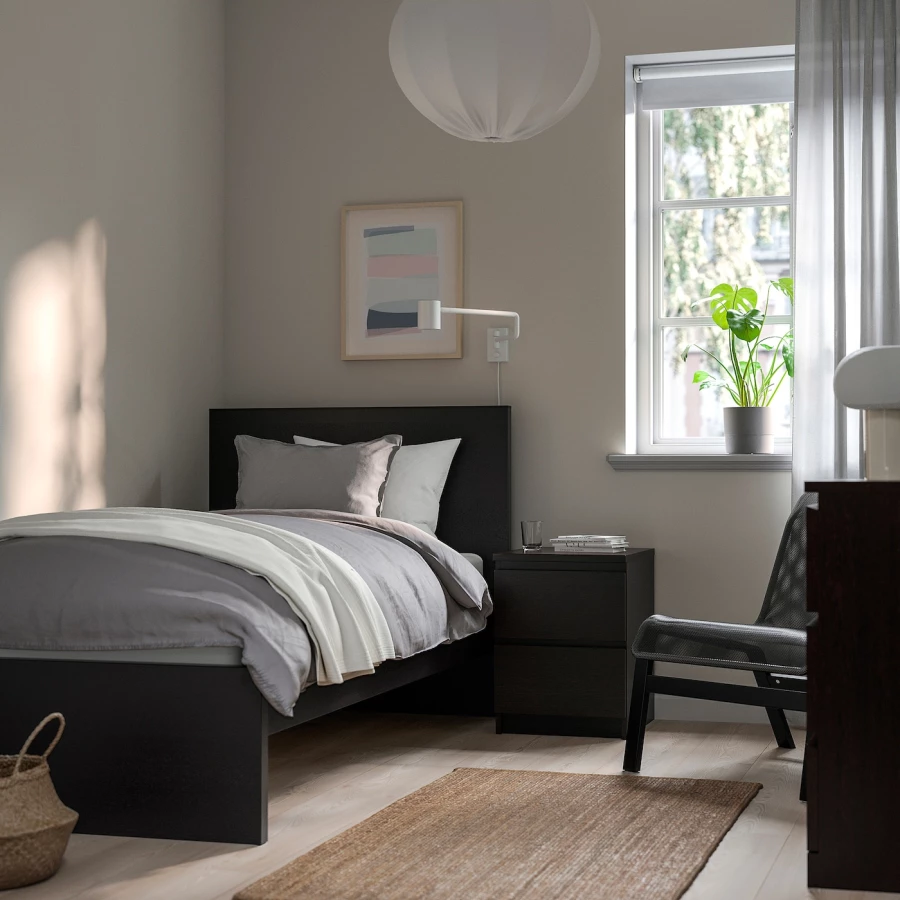 Каркас кровати - IKEA MALM/LINDBАDEN/LINDBÅDEN, 90х200 см, черно-коричневый МАЛЬМ/ЛИНДБАДЕН ИКЕА (изображение №3)