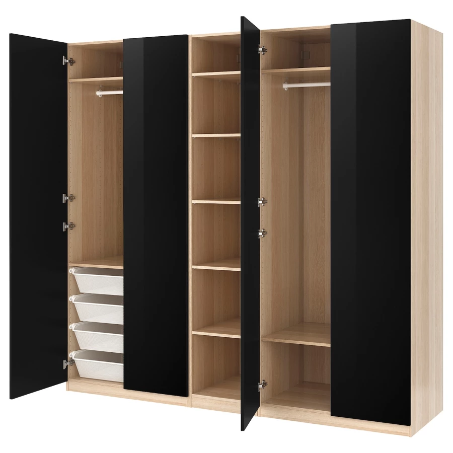 Шкаф - IKEA PAX/FARDAL/ПАКС/ФАРДАЛЬ ИКЕА, 60х250х236,4 см, черный/светло-коричневый (изображение №1)