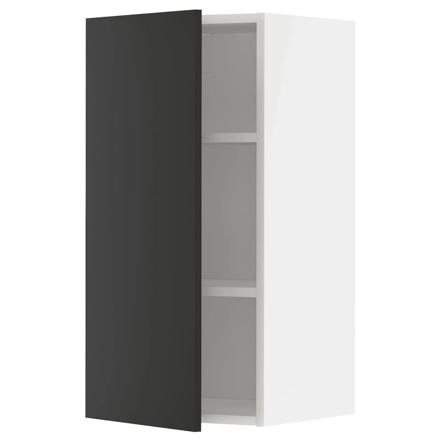 Навесной шкаф с полкой - METOD IKEA/ МЕТОД ИКЕА, 80х40 см, черный/белый (изображение №1)
