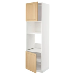 Высокий кухонный шкаф с полками - IKEA METOD/МЕТОД ИКЕА, 220х60х60 см, белый/светло-коричневый