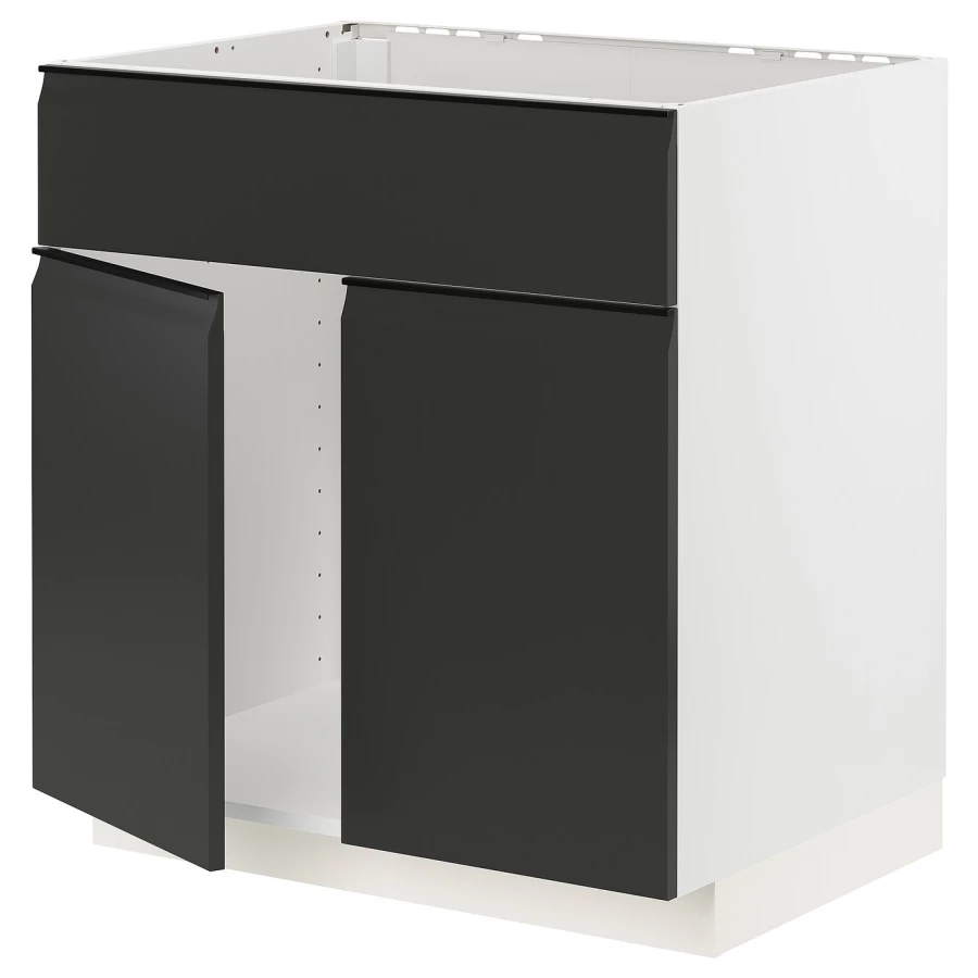 Напольный кухонный шкаф  - IKEA METOD, 88x62x80см, белый/черный, МЕТОД ИКЕА (изображение №1)