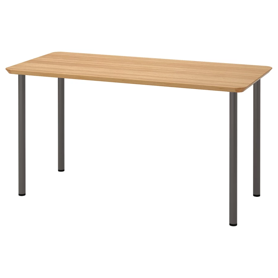 Письменный стол - IKEA ANFALLARE/ADILS, 140x65 см, бамбук/серый, АНФАЛЛАРЕ/АДИЛЬС ИКЕА (изображение №1)