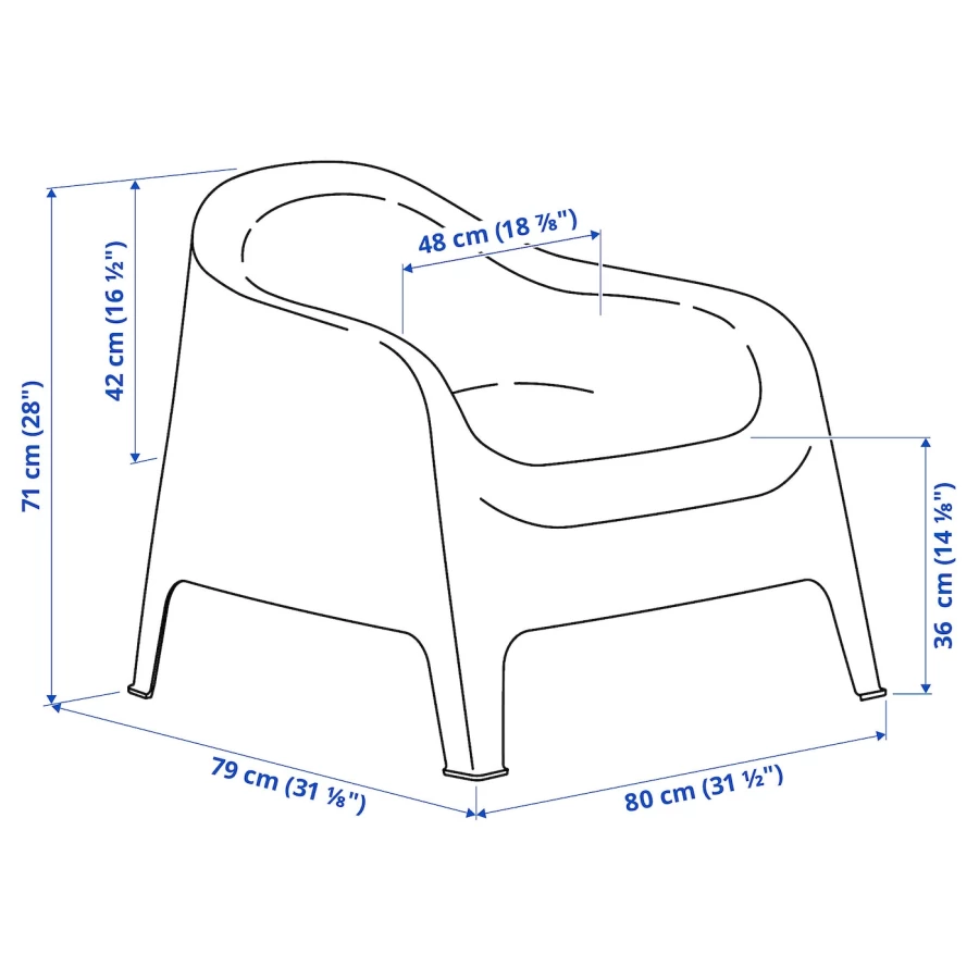 Садовое кресло - IKEA SKARPÖ, 71x79x81см, оранжевый, СКАРПО ИКЕА (изображение №4)