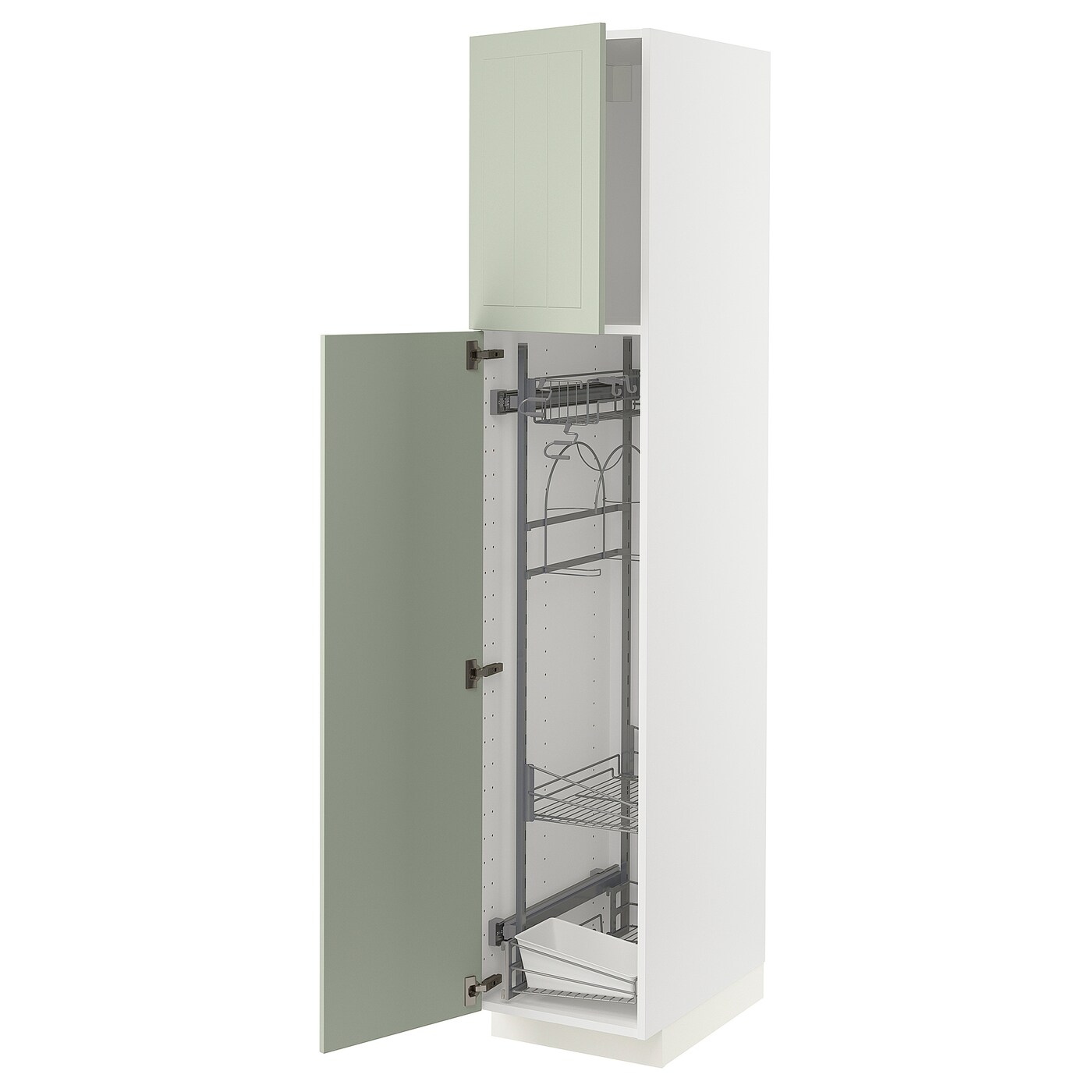 Высокий шкаф/бытовой - IKEA METOD/МЕТОД ИКЕА, 200х60х40 см, белый/зеленый