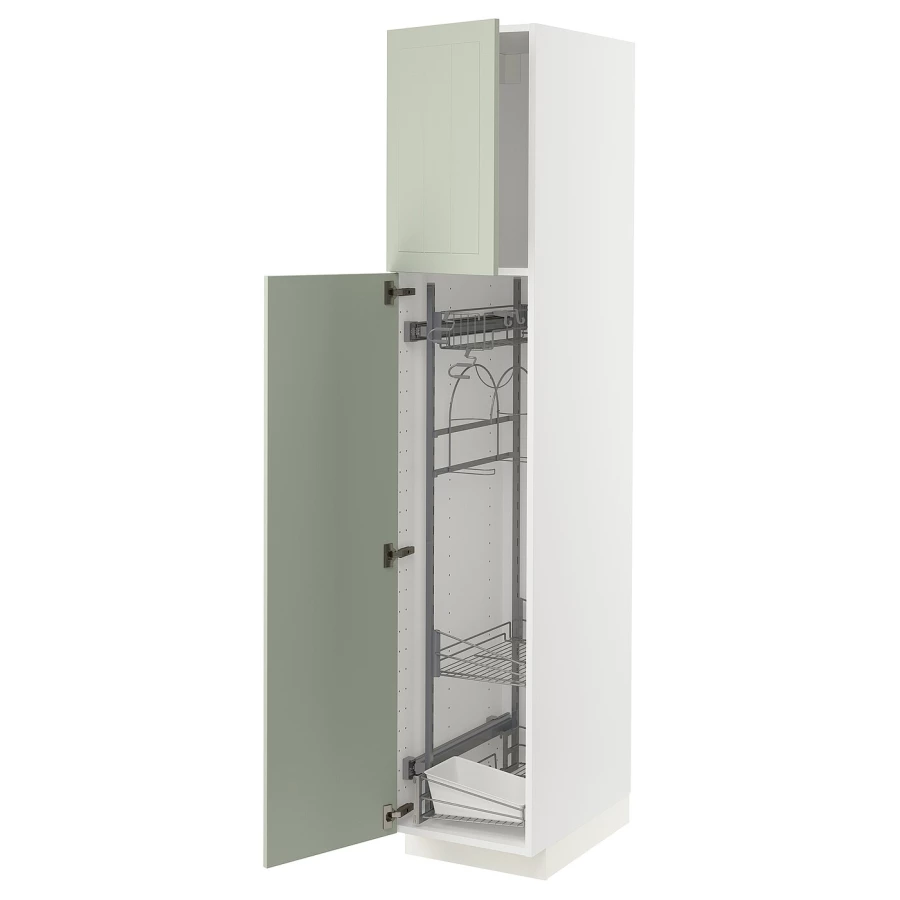 Высокий шкаф/бытовой - IKEA METOD/МЕТОД ИКЕА, 200х60х40 см, белый/зеленый (изображение №1)