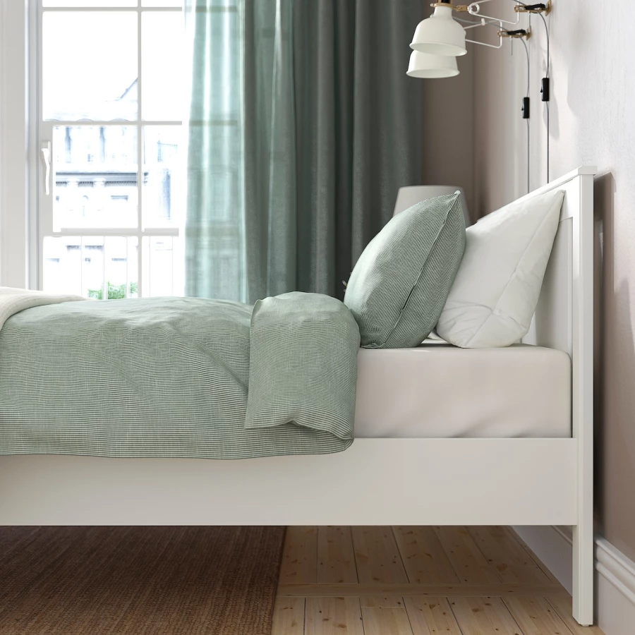 Двуспальная кровать - IKEA SONGESAND/LÖNSET/LONSET, 200х140 см, белый, СОНГЕСАНД/ЛОНСЕТ ИКЕА (изображение №4)