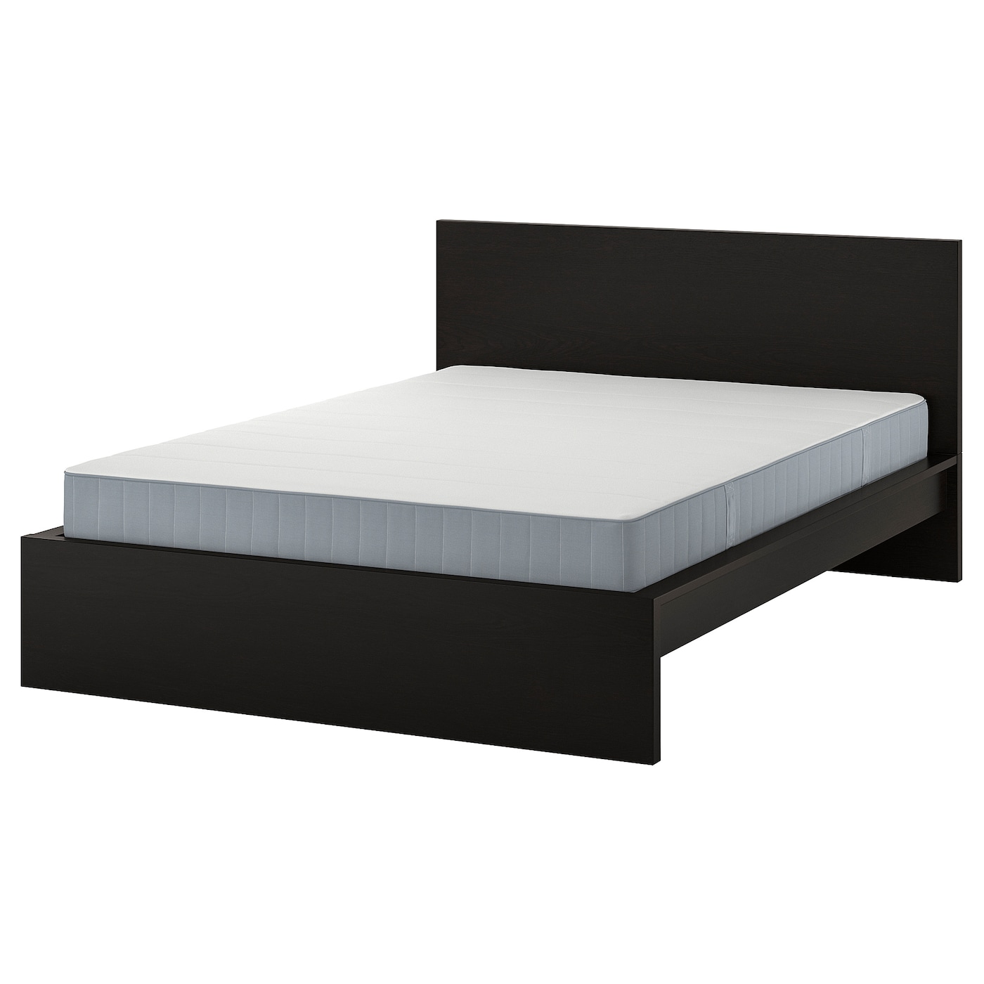 Кровать - IKEA MALM, 200х140 см, матрас средней жесткости, черный, МАЛЬМ ИКЕА