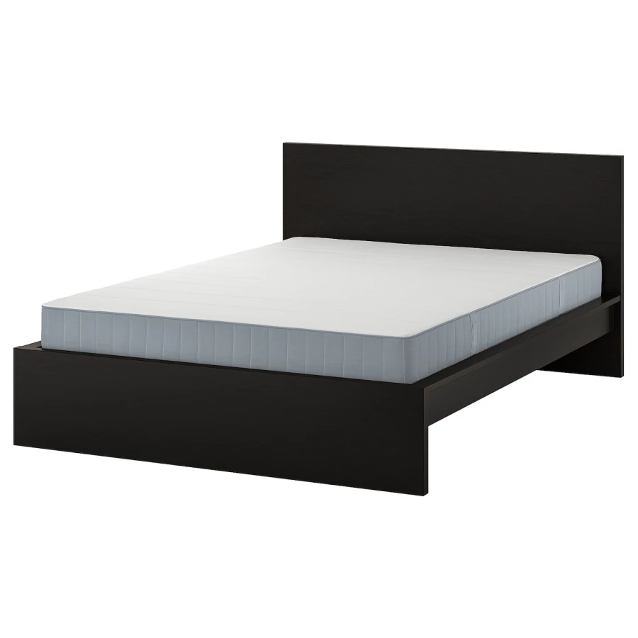 Кровать - IKEA MALM, 200х140 см, матрас средней жесткости, черный, МАЛЬМ ИКЕА (изображение №1)