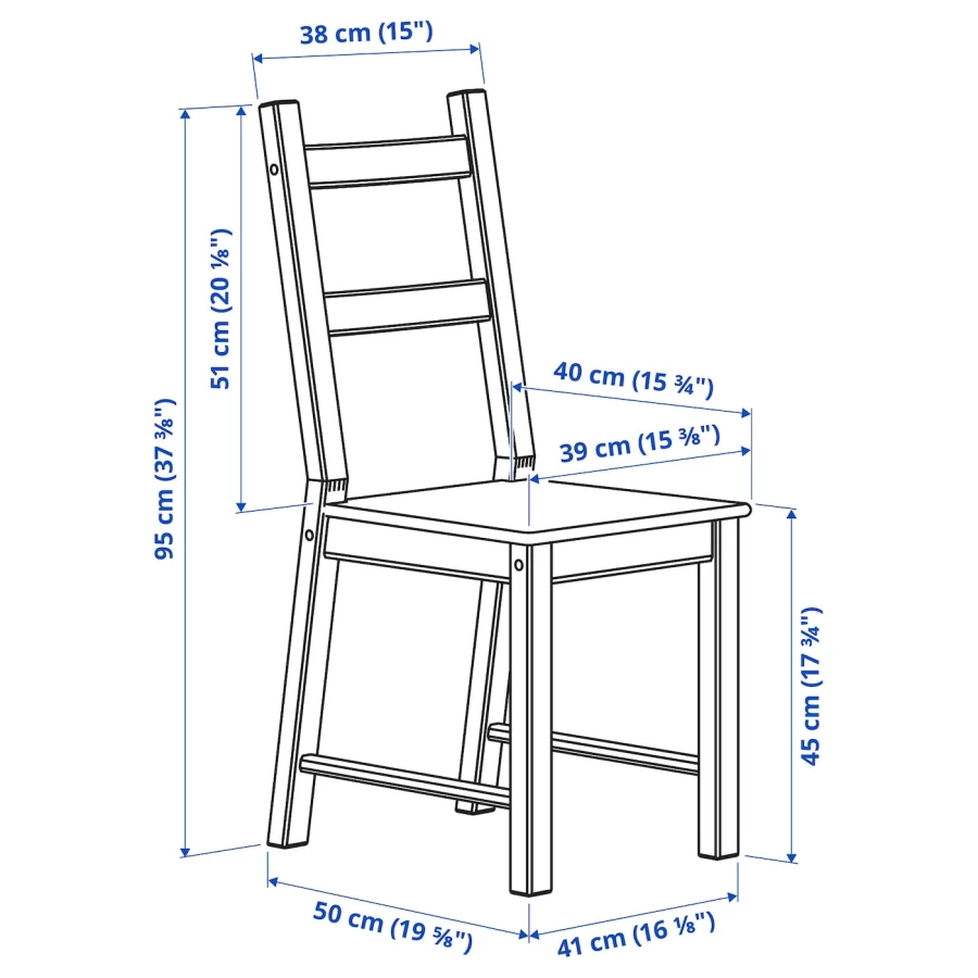 Стул деревянный - IKEA IVAR, 95х41х50 см, массив дерева, ИВАР ИКЕА (изображение №15)