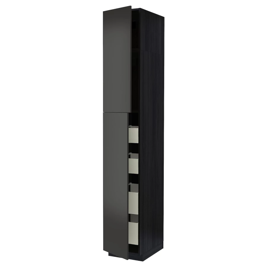 Высокий шкаф - IKEA METOD/MAXIMERA/МЕТОД/МАКСИМЕРА ИКЕА, 240х60х40 см, черный антрацит (изображение №1)