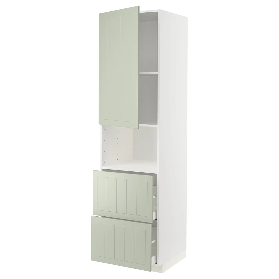 Высокий шкаф с ящиками - IKEA METOD/MAXIMERA/МЕТОД/МАКСИМЕРА ИКЕА, 220х60х60 см, белый/зеленый (изображение №1)