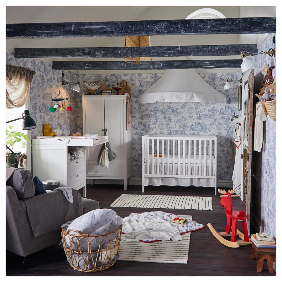 Кровать для новорожденных - IKEA SUNDVIK, 60x120 см, белый, СУНДВИК ИКЕА (изображение №8)